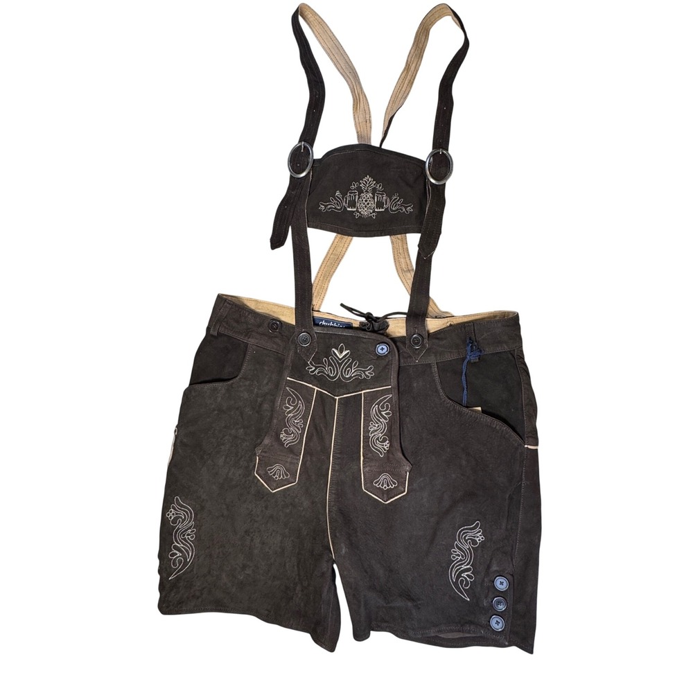 Chubbies The Lederhosen 3.0 Mens XL Brown Sheep Leather Bavarian Shorts NWT
